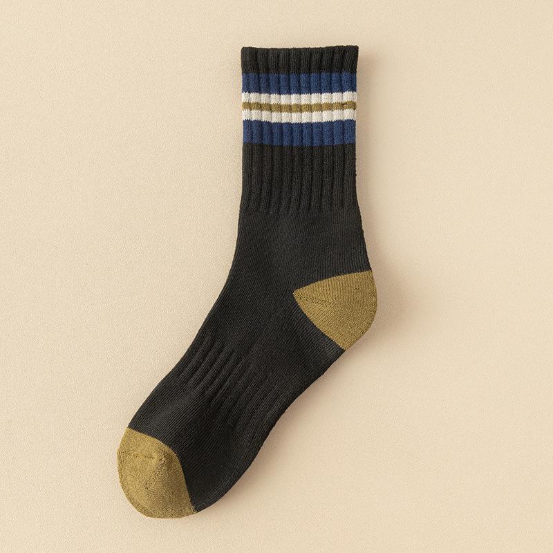 

Мужские толстые зимние носки до середины икры - на флисовой подкладке, теплые, устойчивые к запаху, в полоску, спортивного стиля. One Size