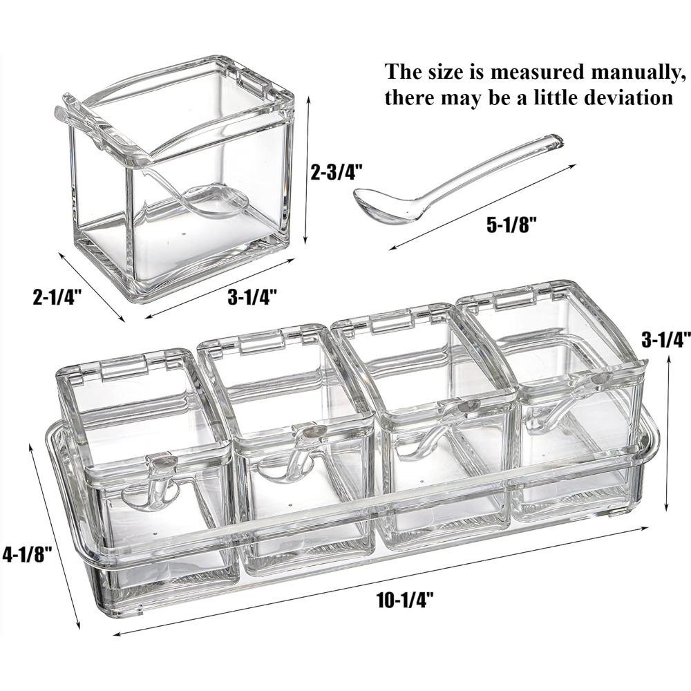 Nádoba na koření 1 sada Láhev na koření s víčkem a lžičkou Průhledná křišťálová nádoba na skladování koření Kuchyňský nástroj na koření