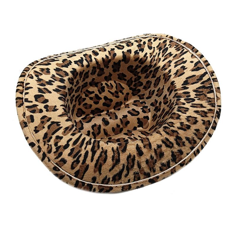 Leopard Print Cowboy Hat - Western Style UPF50+ Sun Hat with Cow Print, Vintage Riding Cap for Festival Hiking Fashion