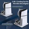 PARA PS5 Slim con estación de carga y soporte de almacenamiento para 8 juegos con ventilador de refrigeración y estación de carga para controlador PS5