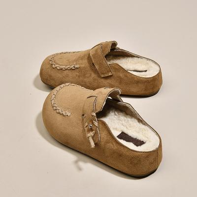 Retro Birkenstock Shoes Casual Outer Wear Women's Shoes 2025 New Thick-soled Bag Head Velvet Half Slippers Women's One-pedal Single Shoes