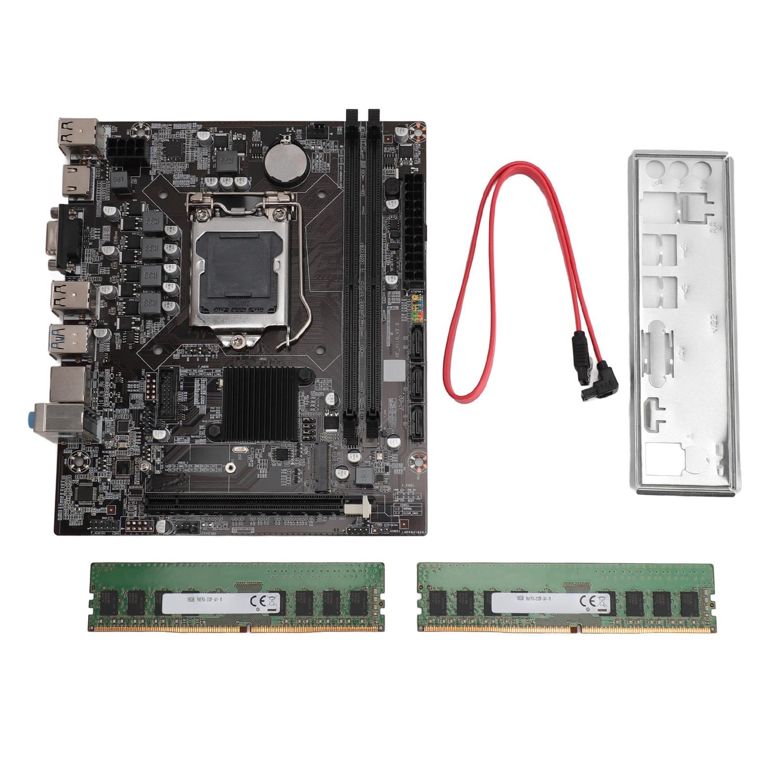 

H110 Motherboard with Dual Memory Strip LGA1151 DDR4 2133HMz Memory M.2 Port USB3.0 SATA3.0 Desktop