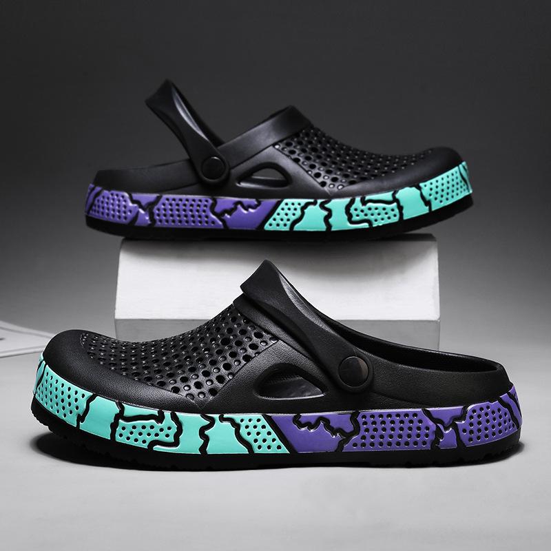 Painted hole shoes, seaside beach shoes, one shoe or two, wear wear-resistant bag head cool slippers