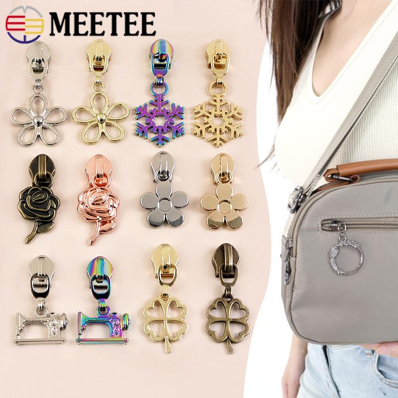5/10/20Pcs Meetee 5# Zippers Slider Pullers for Nylon Zipper Tapes Sewing Zip Closure Heads Repair Kits Bag Garment Accessories