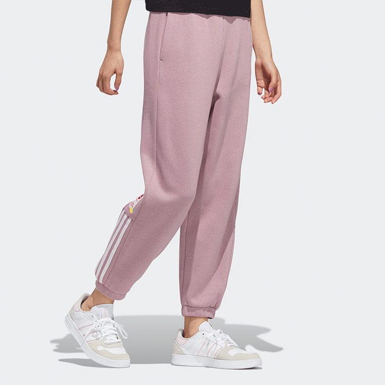 Adidas Neo Logo Jednobarevné Stahovací Kalhoty Rovného Střihu Dámské Spodky Fialová Růžová HF7296