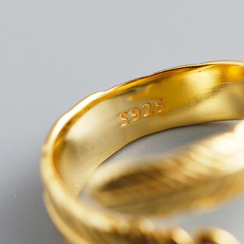 Federring aus vergoldetem Sterlingsilber 925, verstellbar, F114
