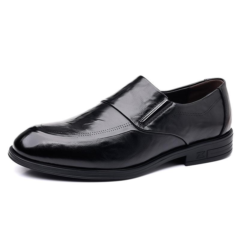 Spring new men's business leather shoes formal soft leather men's gentleman's men's shoes live broadcast popular pointed inner height-increasing shoes