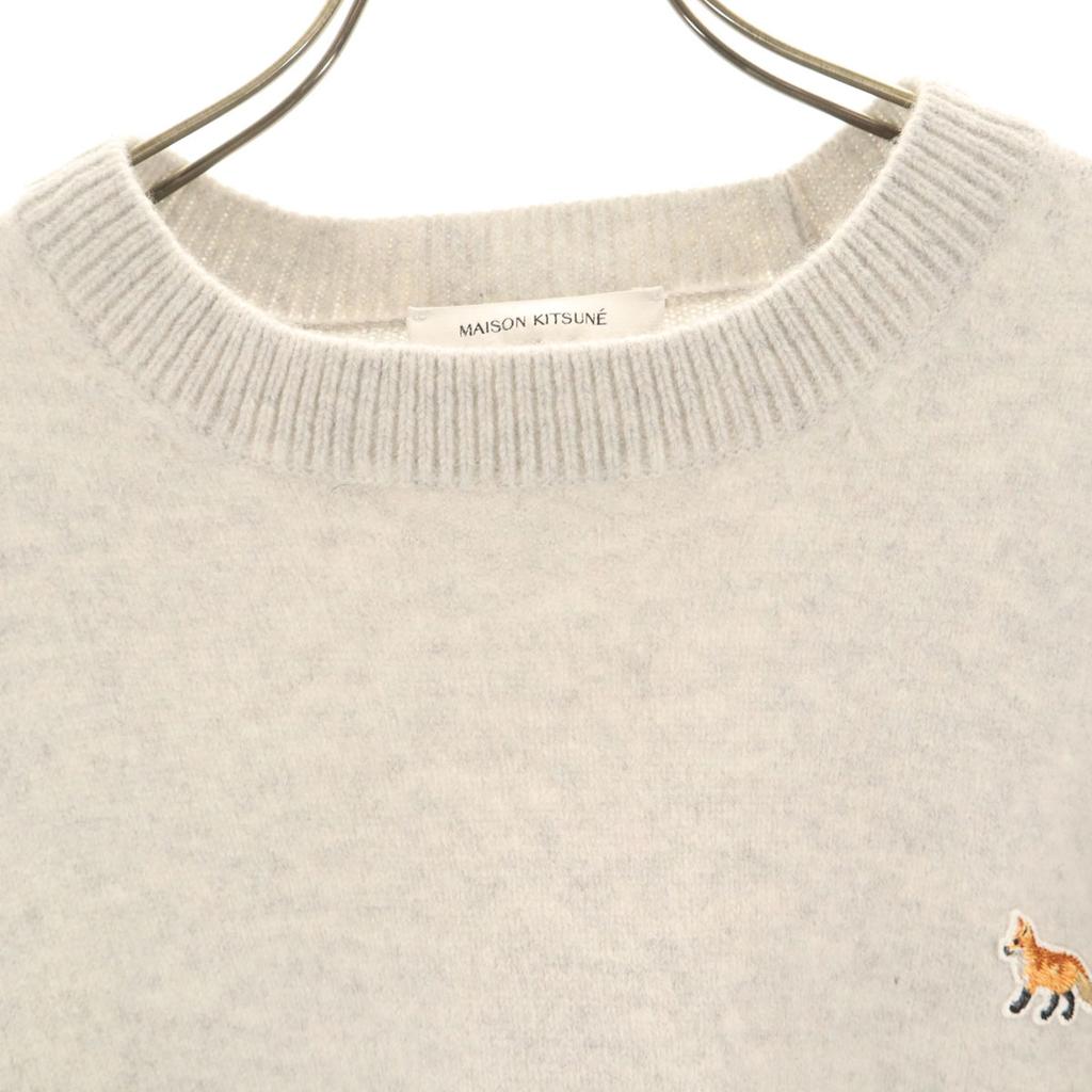 MAISON KITSUNE Moroccan Wool Blend Long Sleeve Sweater L White Men's Used