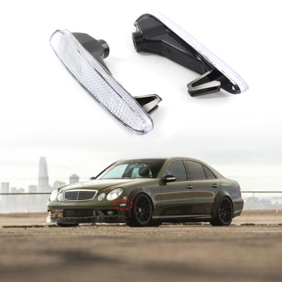 Side Marker Light Bezel Reliable Modification ABS Left/Right Bumper Turn Signal Housing 2118200221 2118200121 for Mercedes-Benz W211 03-06