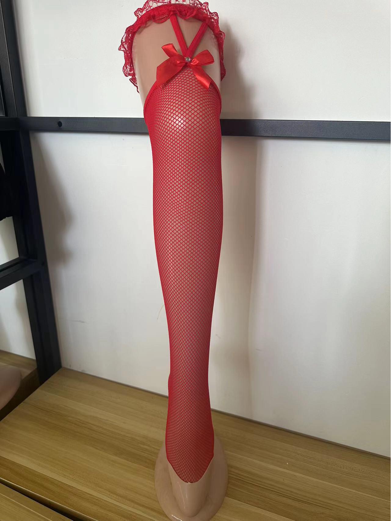 

Літні Тонкі Чорні Панчохи з Підв язками до Стегна One size