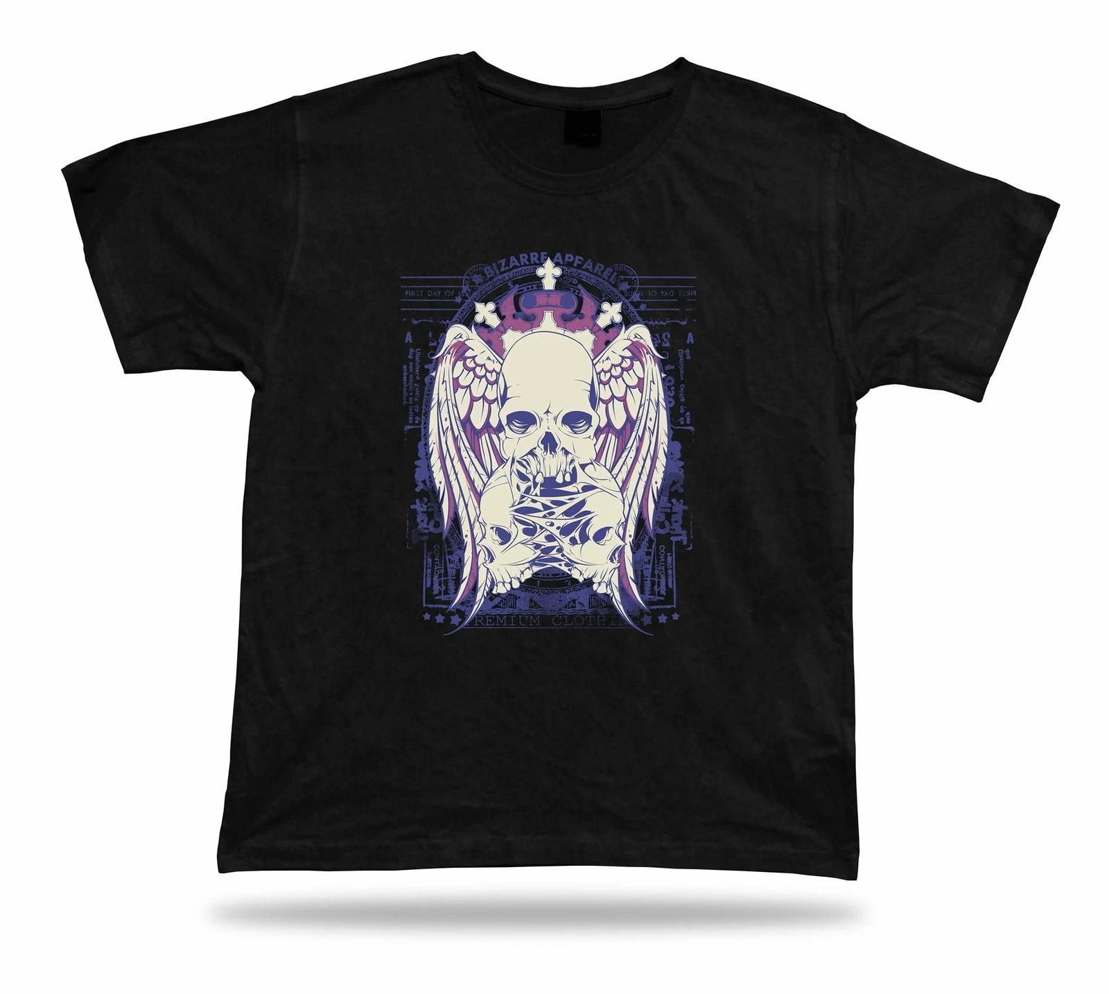 Tshirt Tee Shirt Birthday Gift Idea Skulls Bio Wings Bizzare Apparel Stamp Rot XL