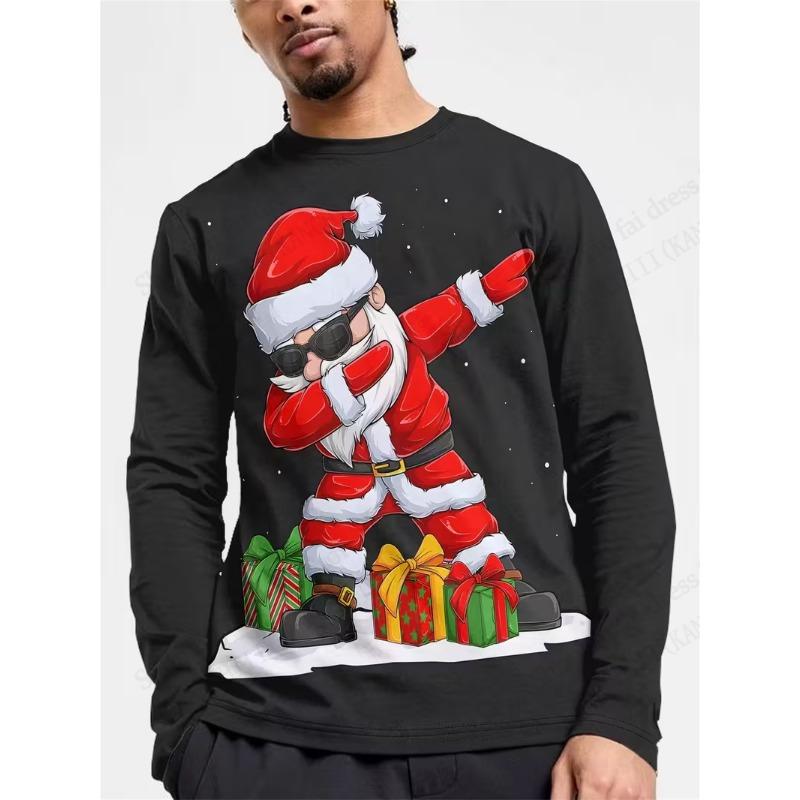 Merry Christmas Santa Claus 3d Print Graphic T-shirt Men Women Fashion Long Sleeve T-shirts Christmas Tree Tops Tees Gift New