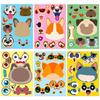 6 Photos/package Cat and Dog Face Change Stickers DIY Face Change Puzzle Stickers Make A Face Toy Waterproof Stickers