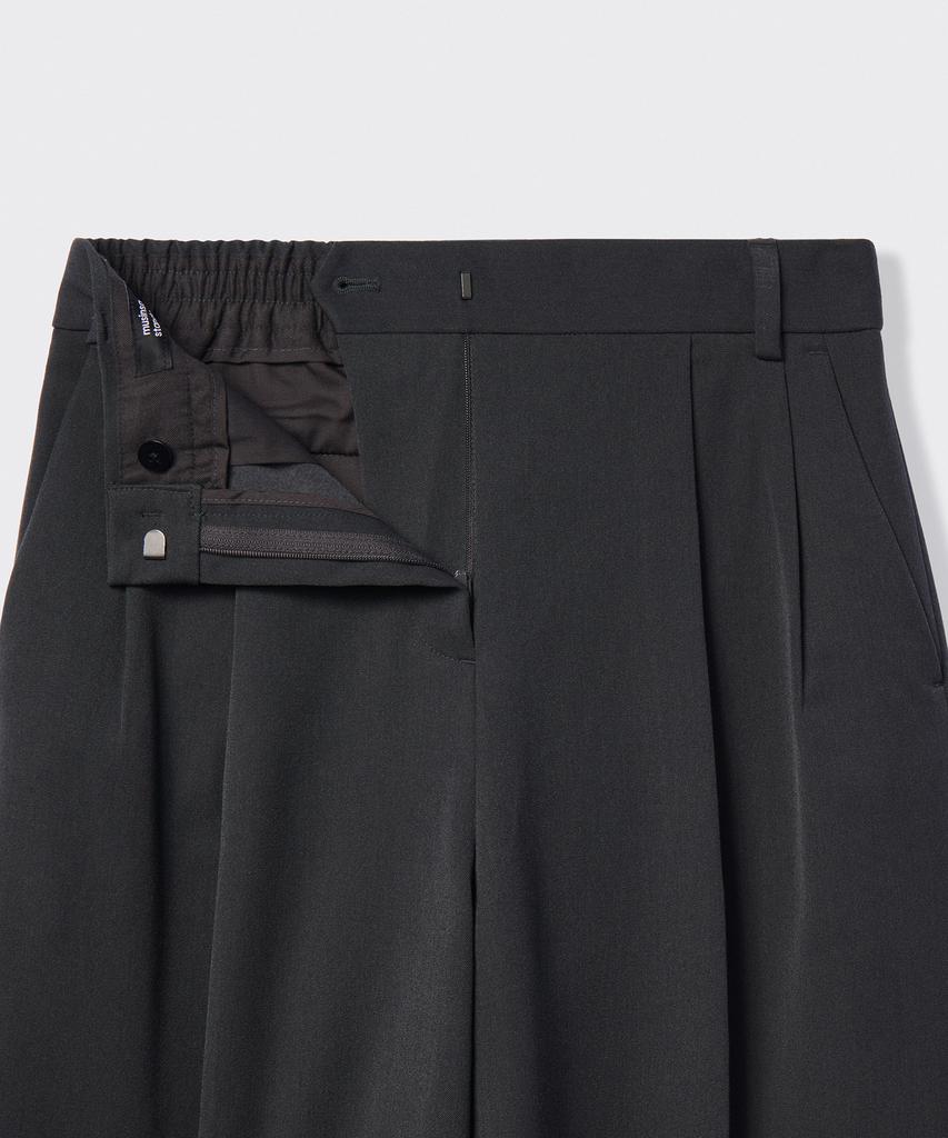 MUSINSA STANDARD WOMAN Women'S Heavyweight Fleece-Lined Two-Pleat Wide Elastic Slacks [Gray]