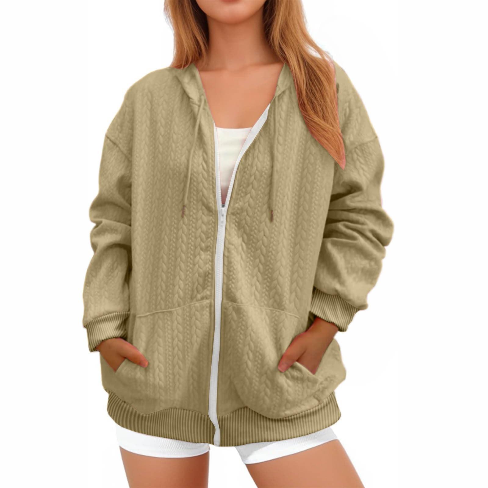 

Женская толстовка на молнии, женская осенняя модная блузка, легкая толстовка с капюшоном, куртка с карманами S хаки