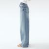 Women's Casual Fashion Color Elastic Waist Pockets Wide Leg Straight Jeans Pants