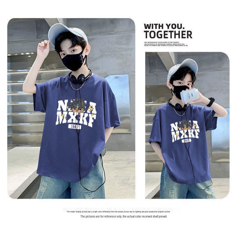 Jungen Cartoon Baumwoll-T-Shirt - Atmungsaktiv & Schweißabsorbierend, Kurzärmelig, Stilvolle & Lockere Passform für Mittlere und Große Kinder - Sommer-Trend