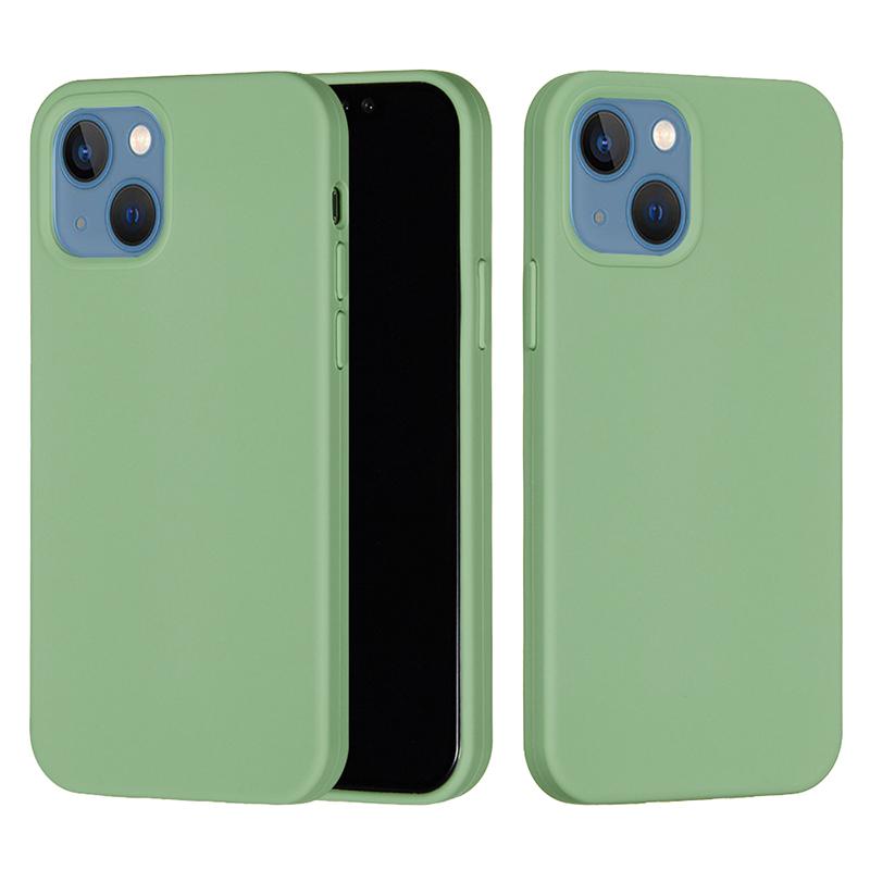 

For iPhone 15 Plus Liquid Silicone Anti-drop Phone Case Soft Lining Back Cover Green