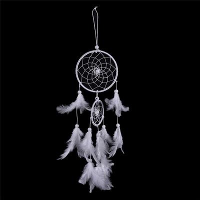 Atrapasueños Blanco Circular con Plumas Decoración para Colgar en la Pared Decoración Artesanía