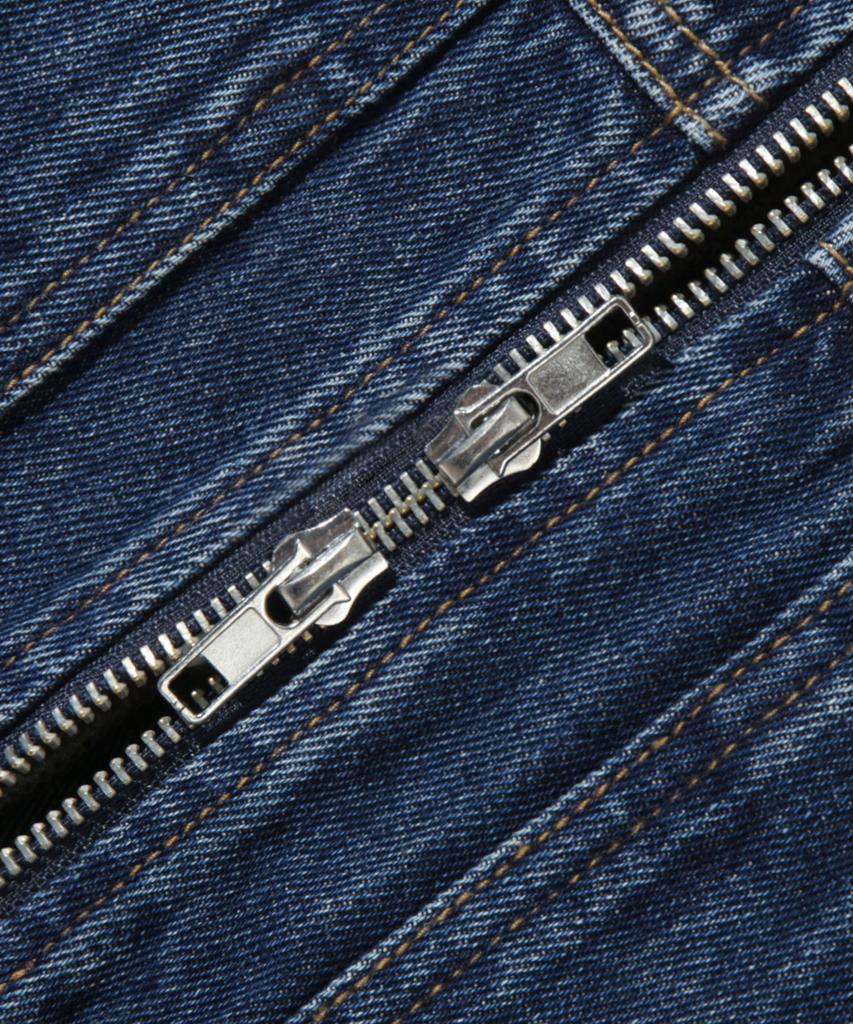 Trillion Corduroy Collar Denim Zip-Up Work Jacket (Middle Blue)