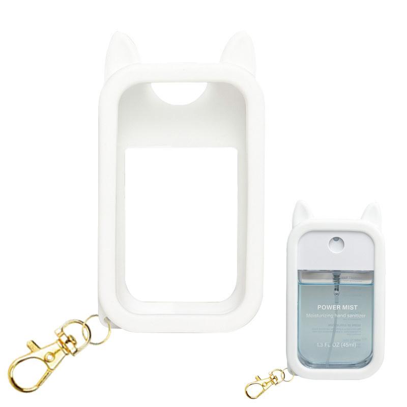 45Ml Silicone Hand Sanitizer Spray Protective Case Portable Keychain With Cute Colorful Ears, Portable And Stylish