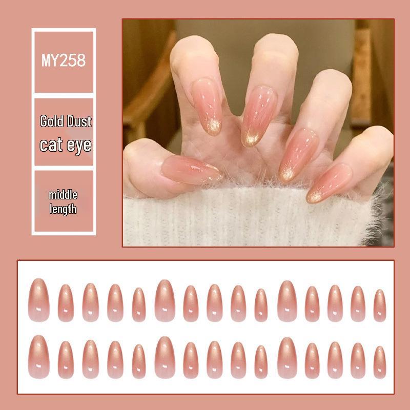 Chasing Light Cat's Eye Crystal Nails: Handmade, Detachable, Flash Diamond Design for Trendy, Stylish Looks.