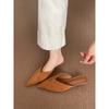 Baotou Half Slippers Outer Wear Women's Shoes Summer Thin Heels Not Tired Feet Suede Pointed Sandals