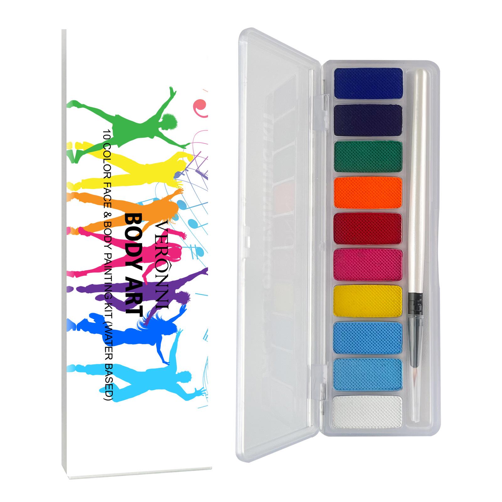 

10-Color Water-Soluble Face Paint for Body Art, Halloween, and Fans
