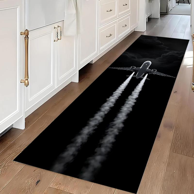 

Modern Aviation Themed Runway Takeoff Runner Rug Anti-slip Soft Washable Carpet for Hallway Entryway Living Room Decor 40X120CM