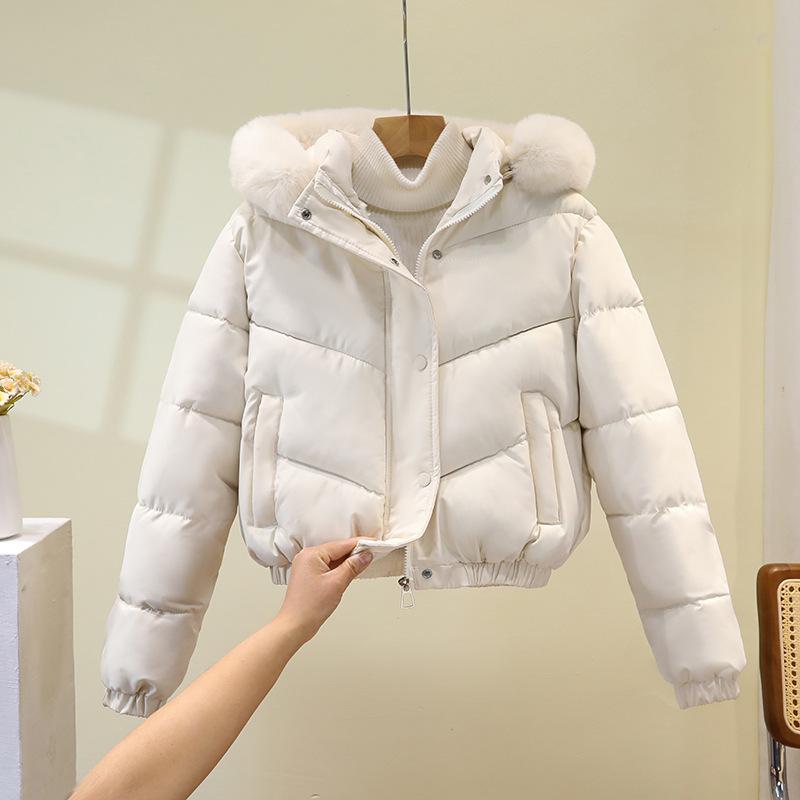 

Короткая куртка с капюшоном и толстой меховой отделкой, с мехом внутри XL бежевый