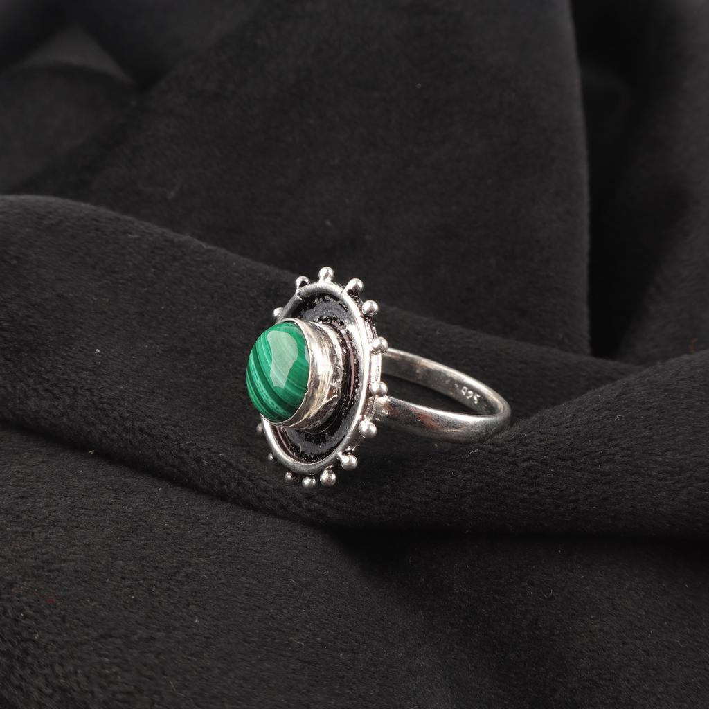 Malachite Gemstone Ring Jewelry, 925 Solid Sterling Silver Ring Jewelry, Handmade Artisan Ring Jewelry For Wedding Gift