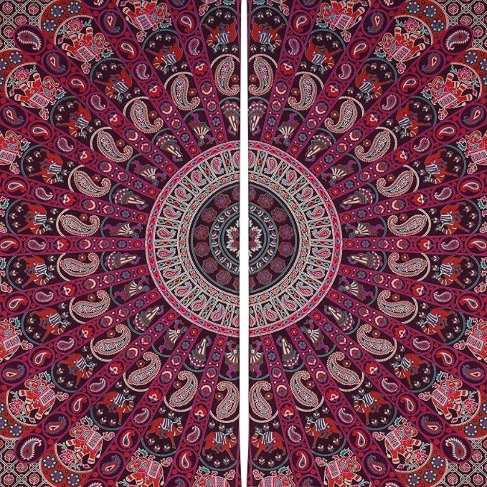BLESS INTERNATIONAL Beautiful Indian Bohemian Psychedelic Hippie Tree of Life Window Curtain Panels for Bedroom, Living, Balcony (Purple Peacock)