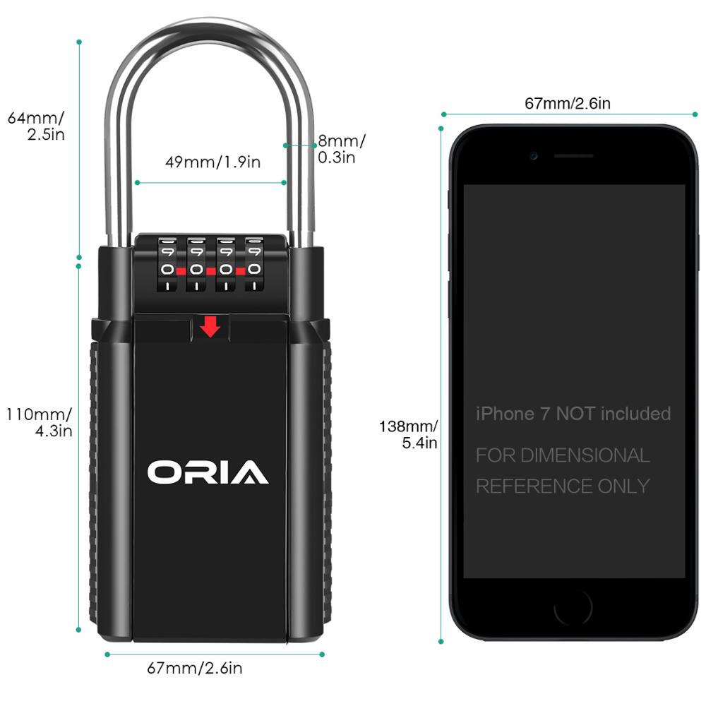 ORIA Key Storage Lock Box 4 Digit Combination Lock Waterproof Safty Box Wall Mounted Indoor Outdoor Security Padlock