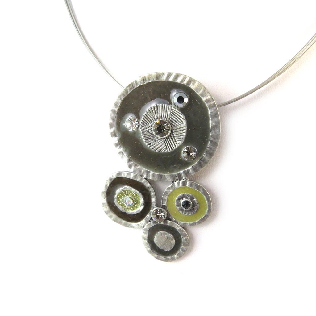 Les Trésors De Lily [E2471] - Gray 'Mimosas' Designer Necklace