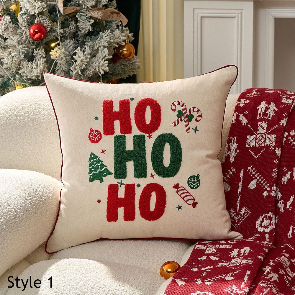 Christmas Pillow Cover Embroidered Gingerbread Man Snowflake Plush Pillow Case Cover Decorative Sofa Cushion Covers For Home