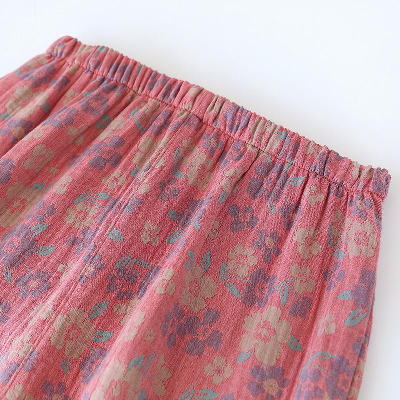 Women's Retro Jacquard Cotton Pajama Set – Spring/Autumn Long Sleeve Casual Homewear