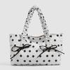 Striped & Polka Dot & Star Print Tote Bag With Bow Design Large Capacity Casual Shoulder Bag Lightweight Daily Commute Handbag