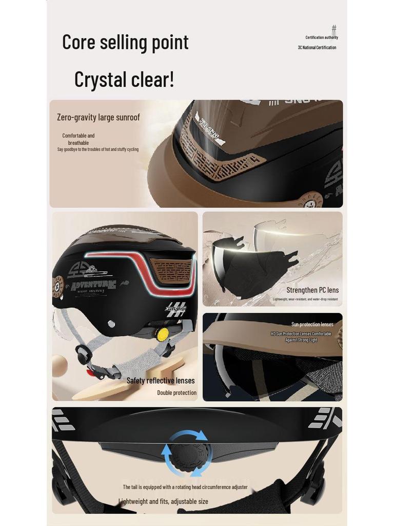 Junhao 3C Certified Universal Half Helmet: Breathable, All-Season Sun Protection for Men & Women.