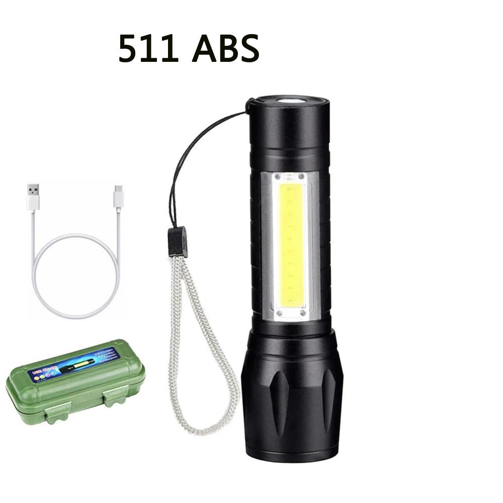 Mini LED Flashlight COB+XPE Portable Torch USB Charging Camping Lantern Zoomable Focus Light Tactical Flashlight with Pen Clip