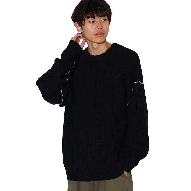 

[Beams Heart] L/S knit Kataase big crew neck knit men s BLACK L