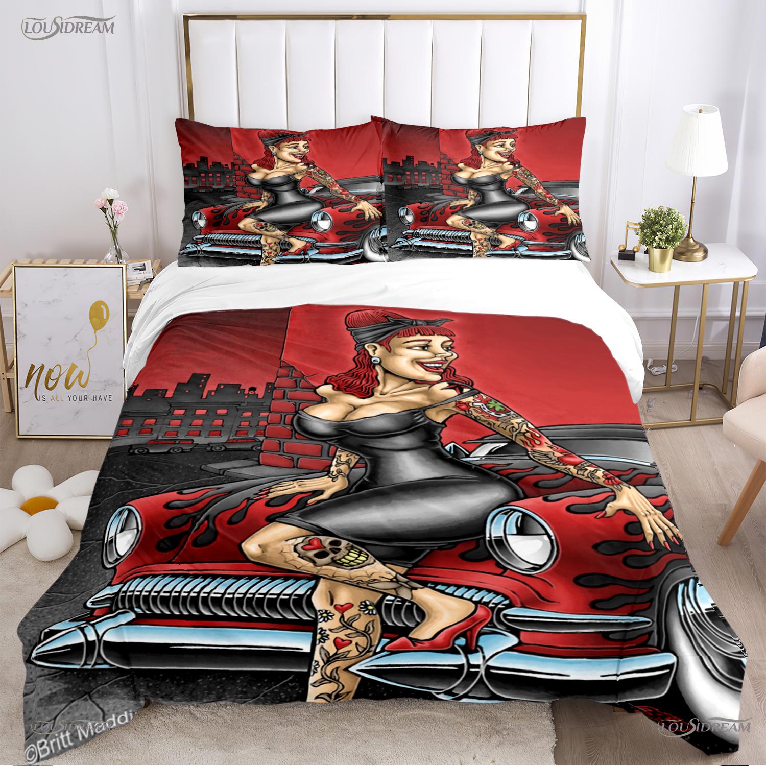 

Rockabilly Hip Hop Music All Season Duvet Cover Comforter Bedding Sets Soft Quilt Cover and Pillowcases Single/Double/Queen/King EU Twin 135x200cm