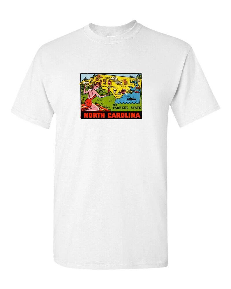 

T Shirt Vtg Travel Art Cotton Tourist Retro Vacation State North Carolina Pinup L