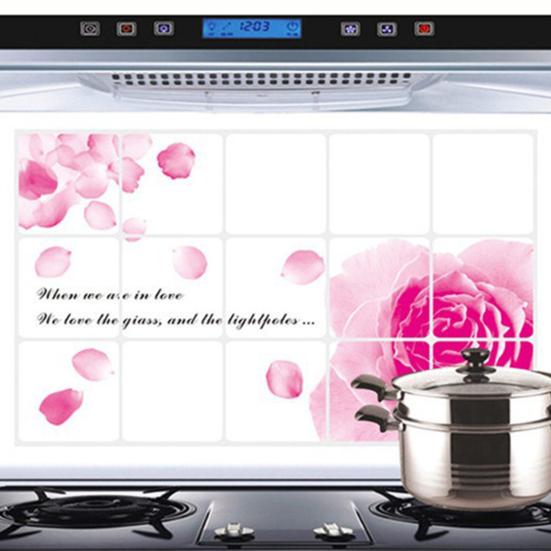 Oil-proof Kitchen Wall Sticker Rose Tulip Flower Dolphin Dandelion Self-adhesive Waterproof