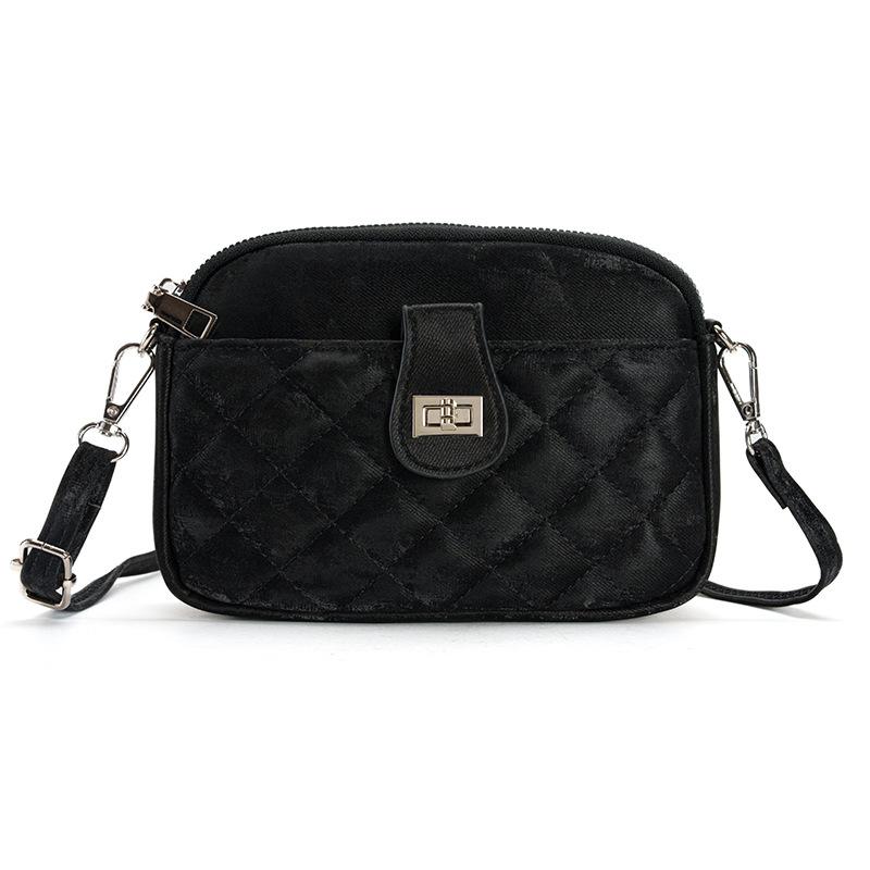 Женские сумки через плечо стильные многофункциональные мобильные телефоны повседневная сумка из искусственной кожи в клетку практичная сумка с геометрическим узором чёрный 1166₽