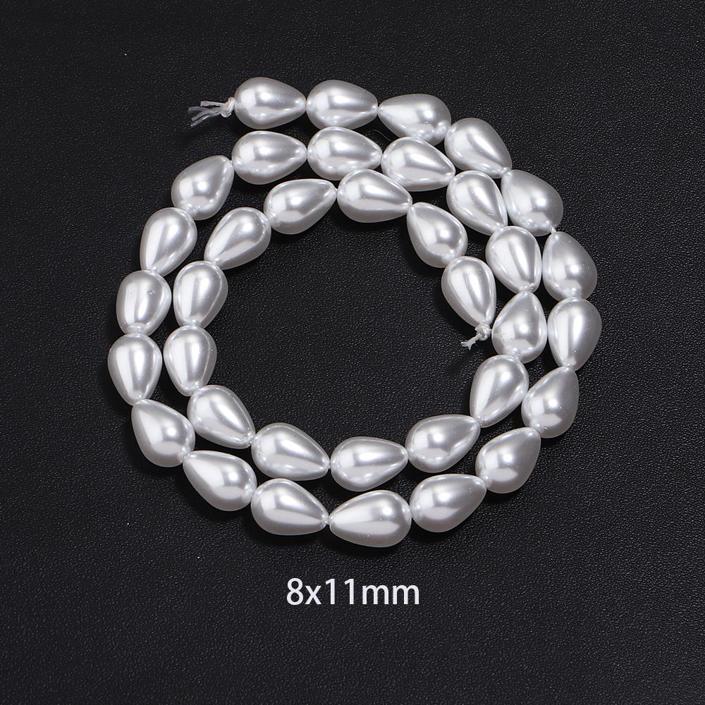 1 Strand Multisize Water Drop Shape Pearl Beads White Loose Spacer Glass Beads For DIY Charms Bracelet Necklace Jewery Accessory