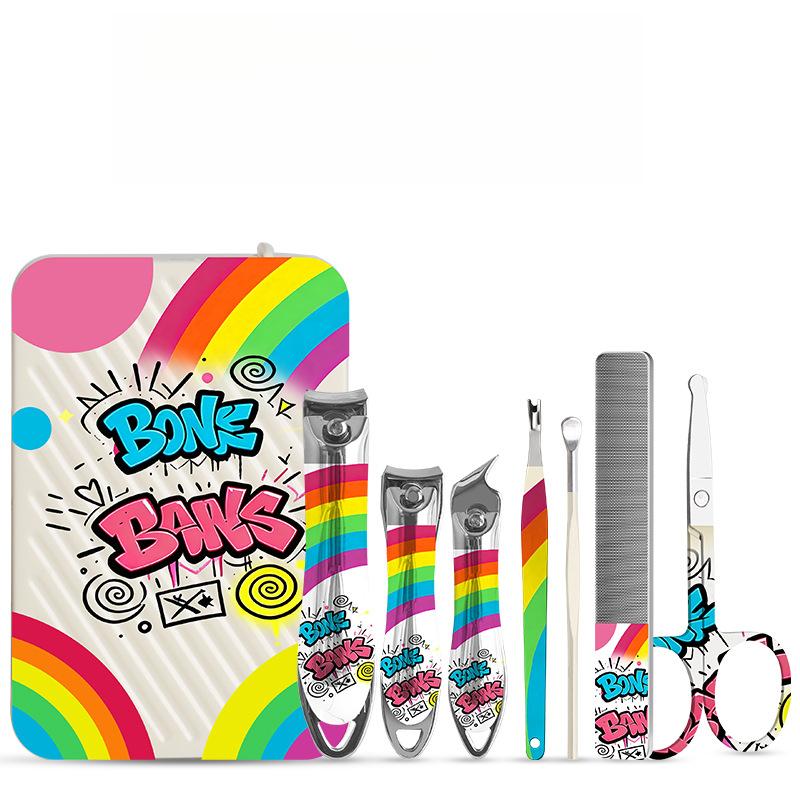 

Bestseller 7Pcs Rainbow Graffiti Nail Clipper Set, Manicure Tools & Ear Pick, Mini Portable, Unisex Home Travel Daily Use