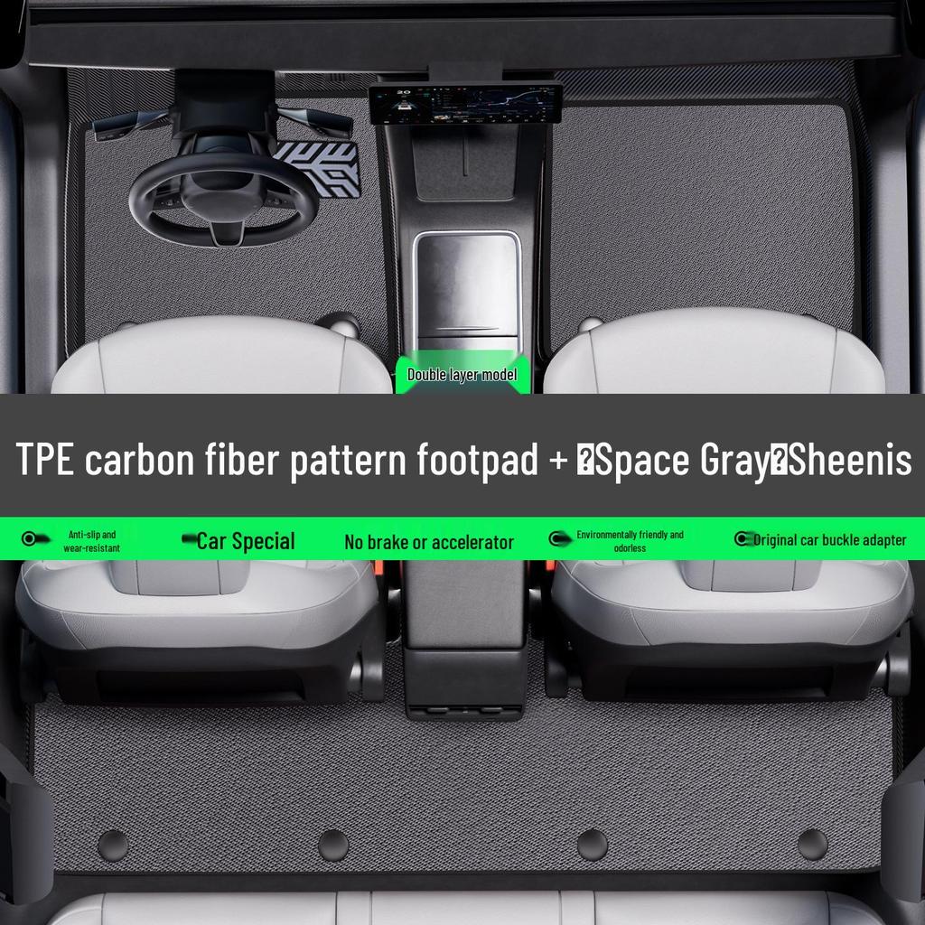 Carbon Fiber Texture Floor Mats for Volkswagen Teramont & Phideon - Waterproof TPE Protection Carpet