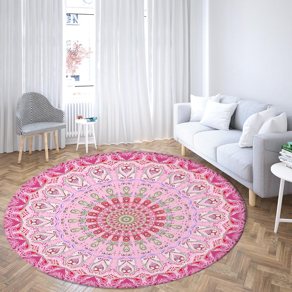 Family Living Room Bedroom Bathroom Floor MATS Printed Decorative Carpet Psychedelic Mandala Round Carpet Sofa Carpet Home Decor