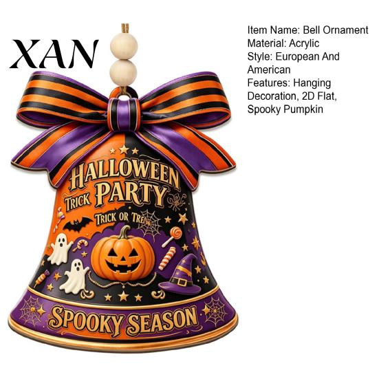 Home Wall Door Decoration Halloween USA Liberty Bell Ornament, 2D Acrylic Spooky Pumpkin Autumn Holiday Ornaments Ghost Hanging for Party Decor