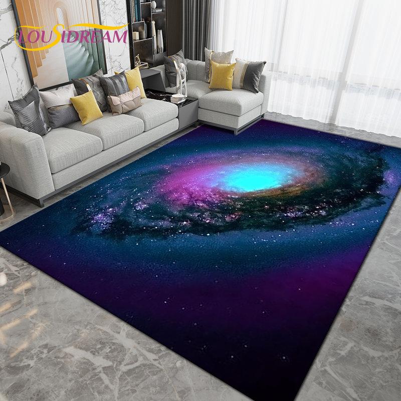 Galaxy Universe Space Stars Earth Area Rug Large,Carpet Rug for Living Room Bedroom Sofa Doormat Decoration,Non-slip Floor Mat